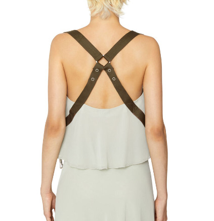 Semi Sheer T-LEILA Top with Crisscross Straps