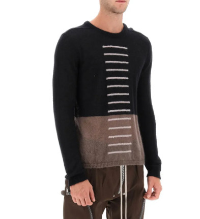 Rick owens 'judd' sweater with contrasting lines