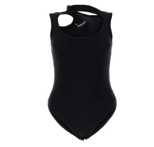 Black stretch viscose blend bodysuit