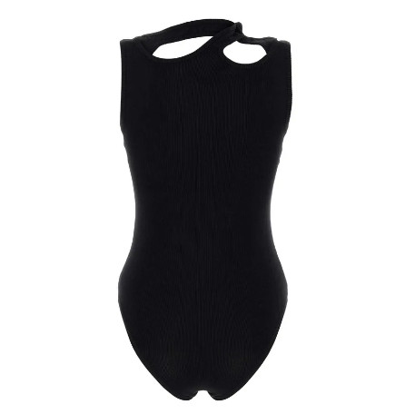 Black stretch viscose blend bodysuit