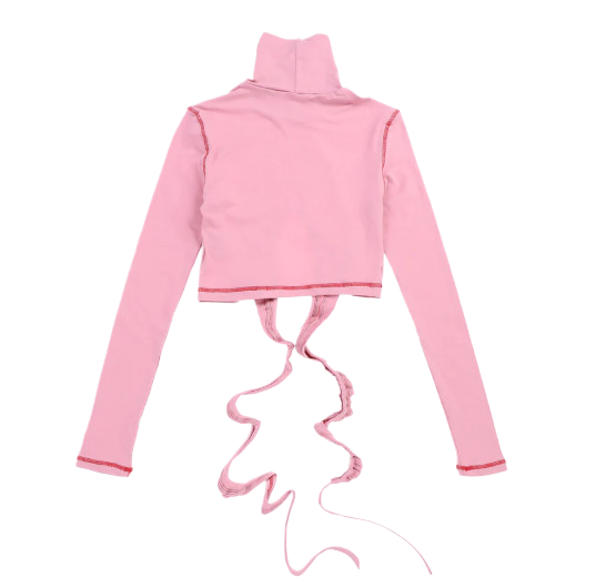 Logo cut-out knotted crop long sleeve top
