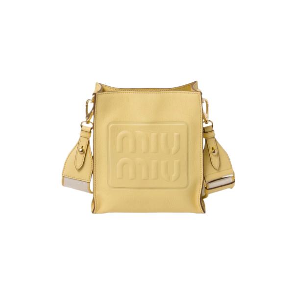 Madras Leather Shoulder Bag Lemon Yellow