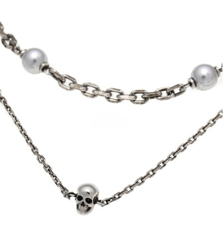 Pearl Skull Chain Necklace