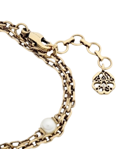 Pearl Skull Chain Bracelet