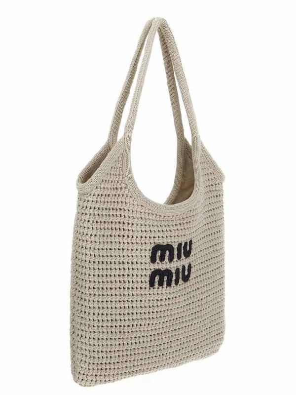 MIU MIU logo embroidered crochet tote bag