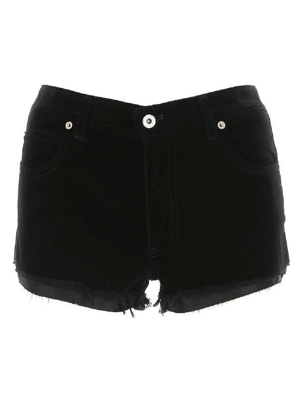 MIU MIU Logo pocket low cut washed velvet shorts