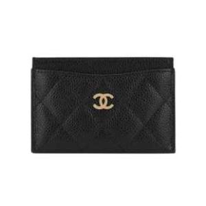 Chanel Classic Card Holder Grained Calfskin & Gold Black