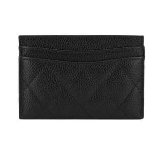 Chanel Classic Card Holder Grained Calfskin & Gold Black