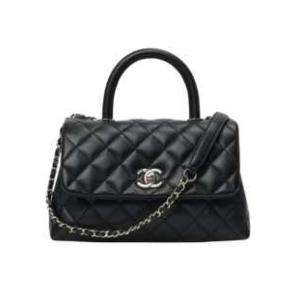 Chanel Small Flap Bag with Top Handle Grained Calfskin & Gold Black