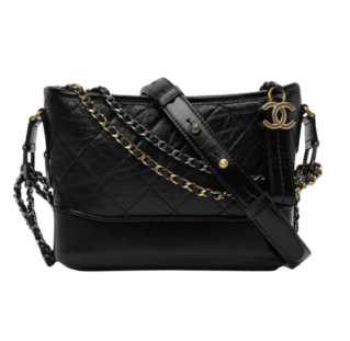 Chanel Gabrielle Small Hobo Bag Aged Calfskin & Gold Black