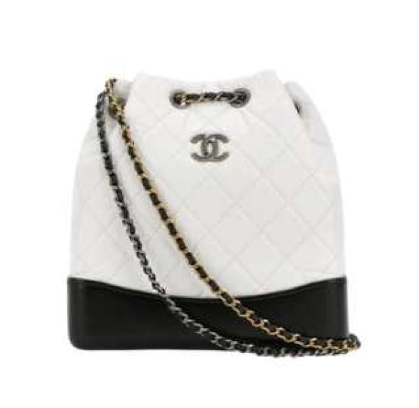 Chanel Small Gabrielle Backpack Aged Calfskin & Gold Silver White Black