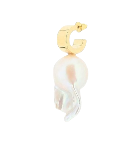 Large Baroque Pearl Hoop Earrings