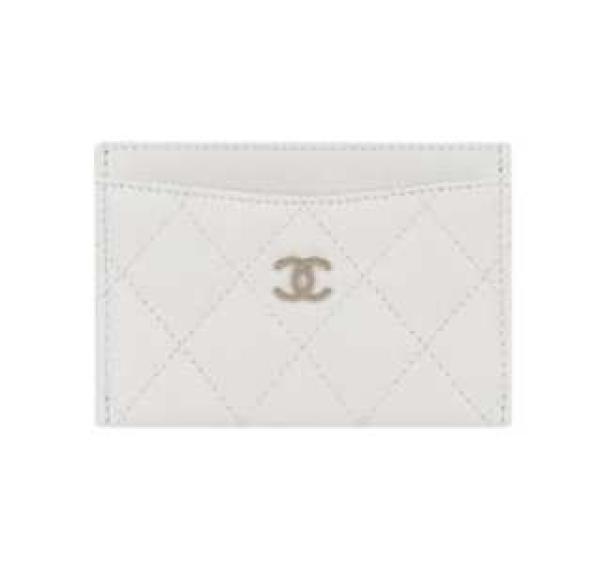 Chanel Classic Card Holder Grained Shiny Calfskin & Gold White