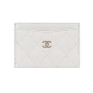 Chanel Classic Card Holder Grained Shiny Calfskin & Gold White