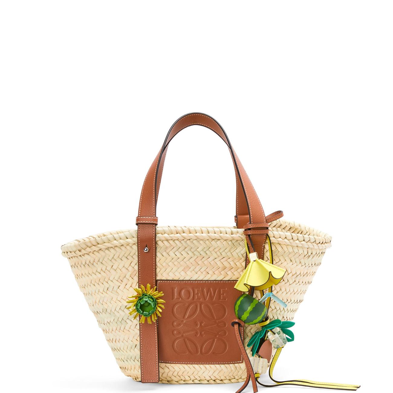 Basket bag in palm leaf and calfskin ( nature )