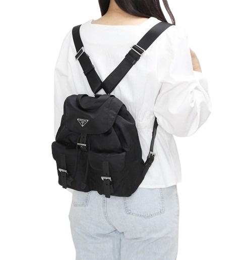Triangle logo nylon small backpack
