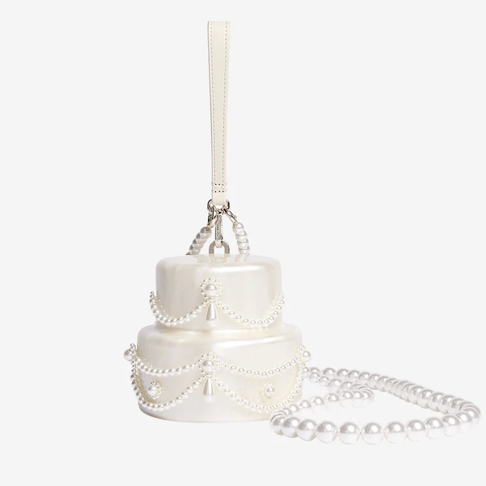 Pearl cake strap clutch bag