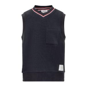 Textured cotton V-neck vest