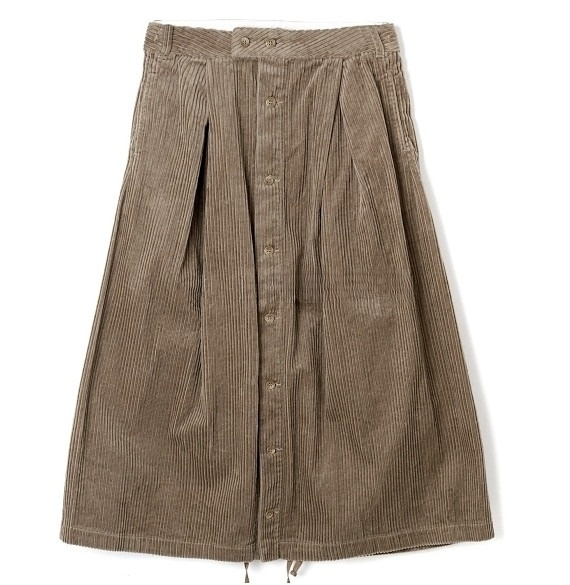 Tuck Skirt B - Khaki Cotton 4.5W Corduroy