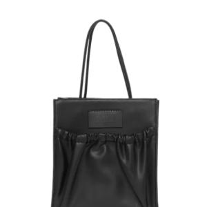 Faux Leather Tote Bag with ruched Pocket