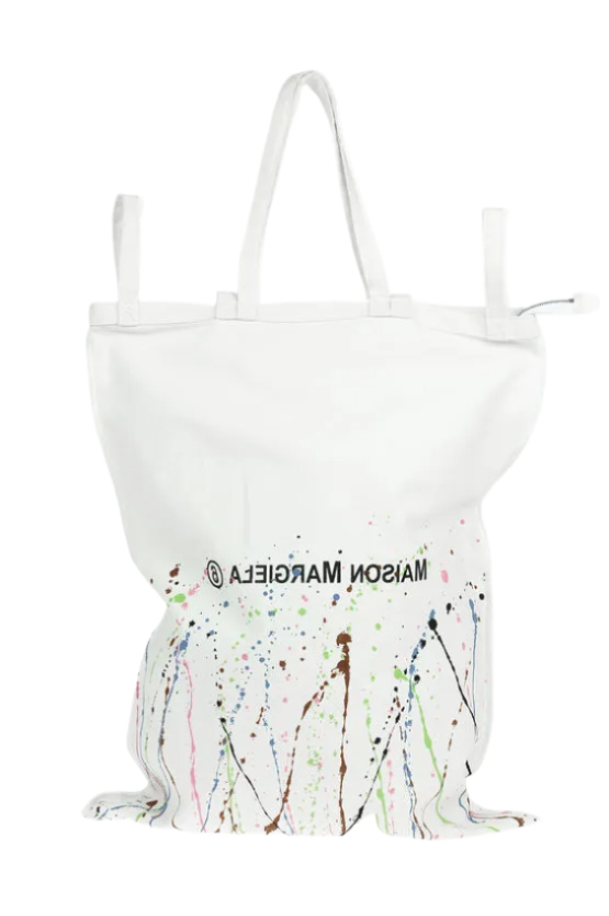 Canvas Maxi Tote Bag in PAINT-SPLATTER Print with Logo