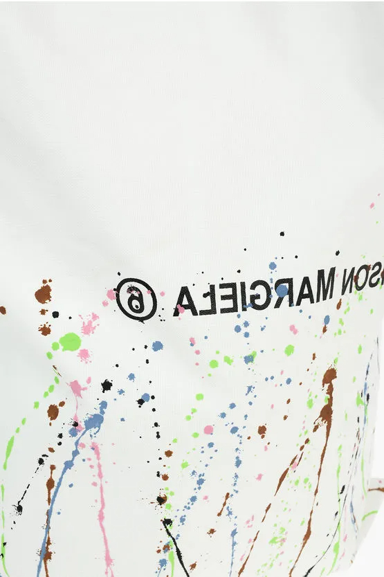 Canvas Maxi Tote Bag in PAINT-SPLATTER Print with Logo