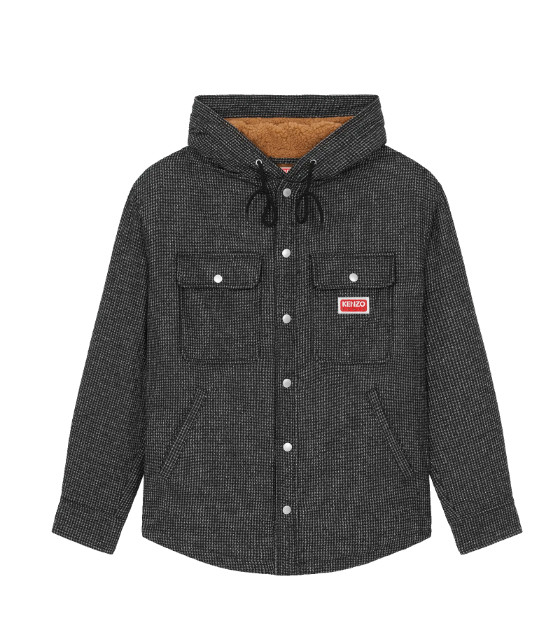 Checked hooded overshirt
