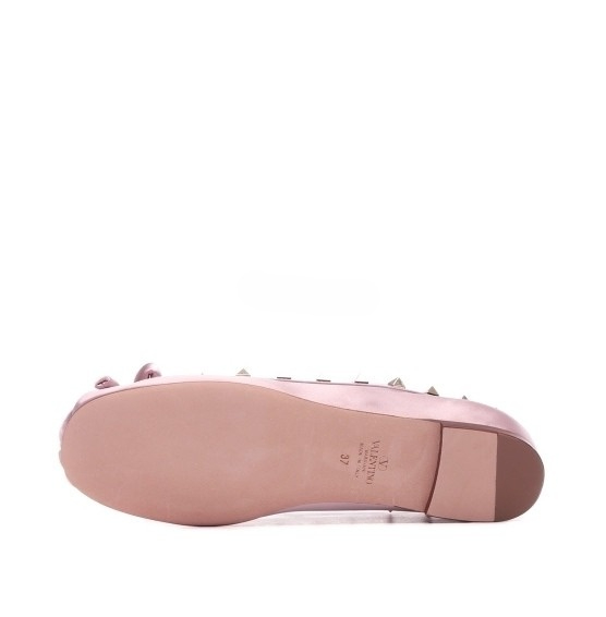 Rockstud satin ballerina shoes