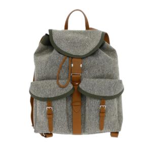 Cotton Backpack with Leather Trim