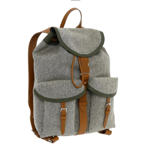 Cotton Backpack with Leather Trim