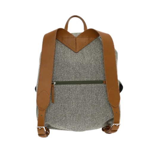 Cotton Backpack with Leather Trim