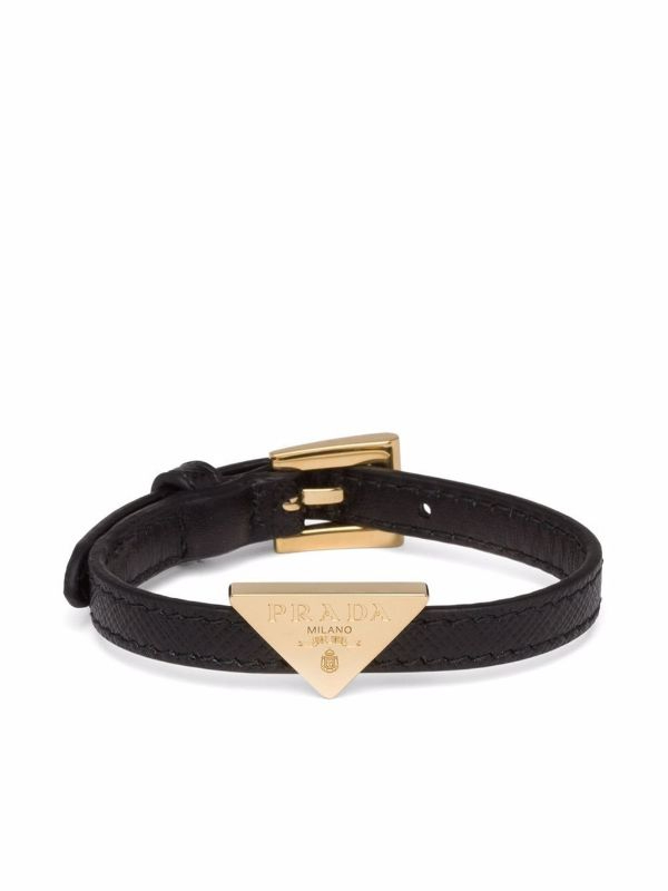 Gold triangle logo saffiano bracelet