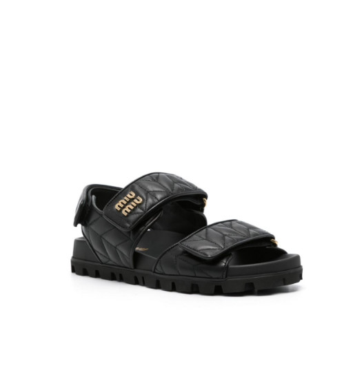 Metal Logo Matelasse Lambskin Sandals