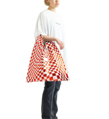 Distorted Check Printing Classic Poly Japanese Bag