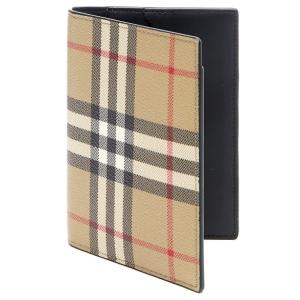 Checked leather passport wallet