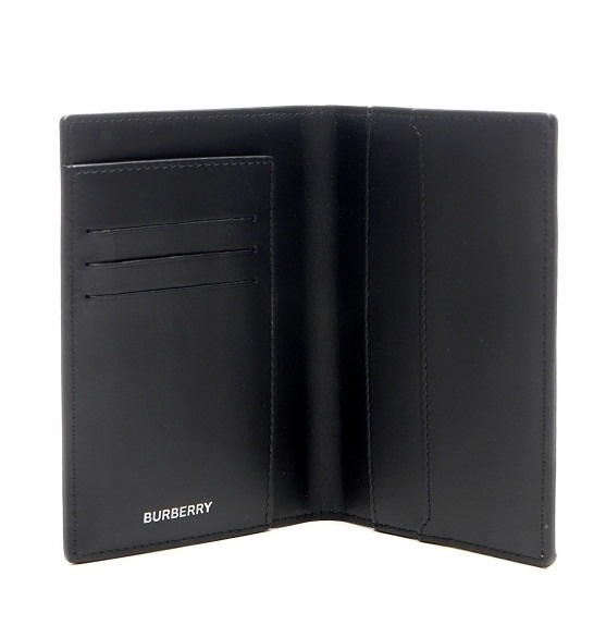Checked leather passport wallet