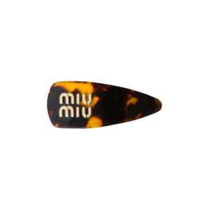 (W) Miu Miu Plexiglas Hair Clip Dark Tortoiseshell