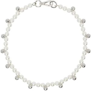 Bell charm embellished pearl necklace