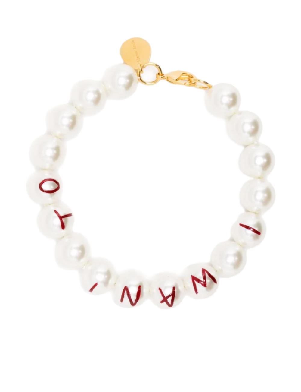Lettering detail pearl bracelet