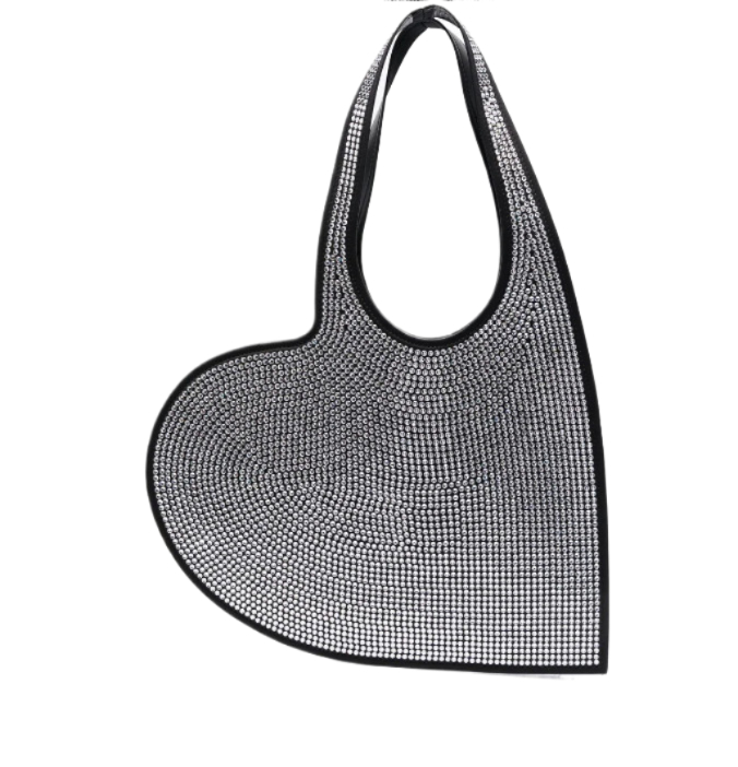 Rhinestone heart shoulder bag
