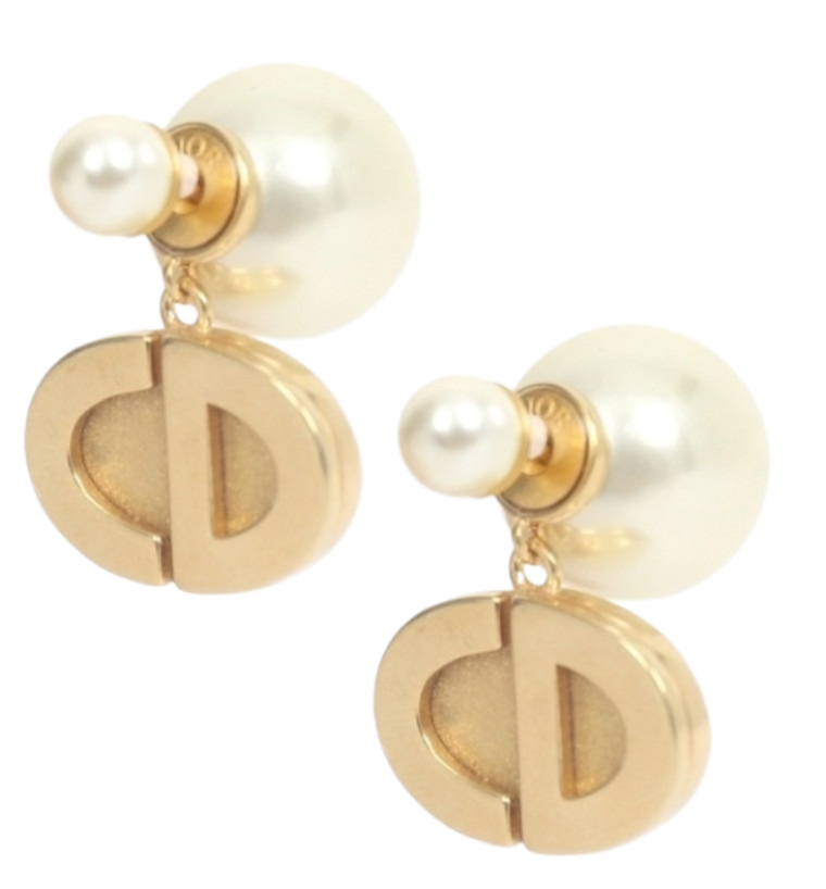 CD pearl gold earrings