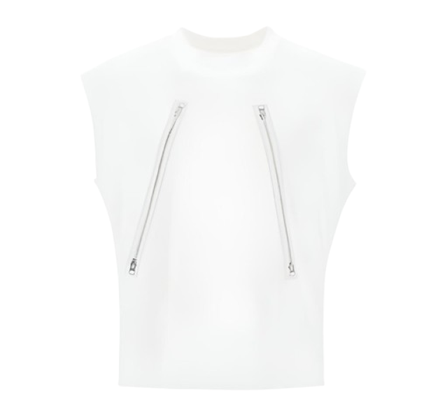 Zipper printed sleeveless top