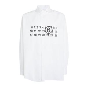 Number logo asymmetric cotton shirt