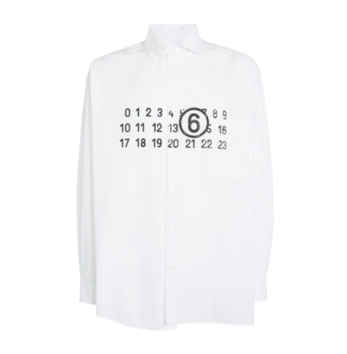Number logo asymmetric cotton shirt