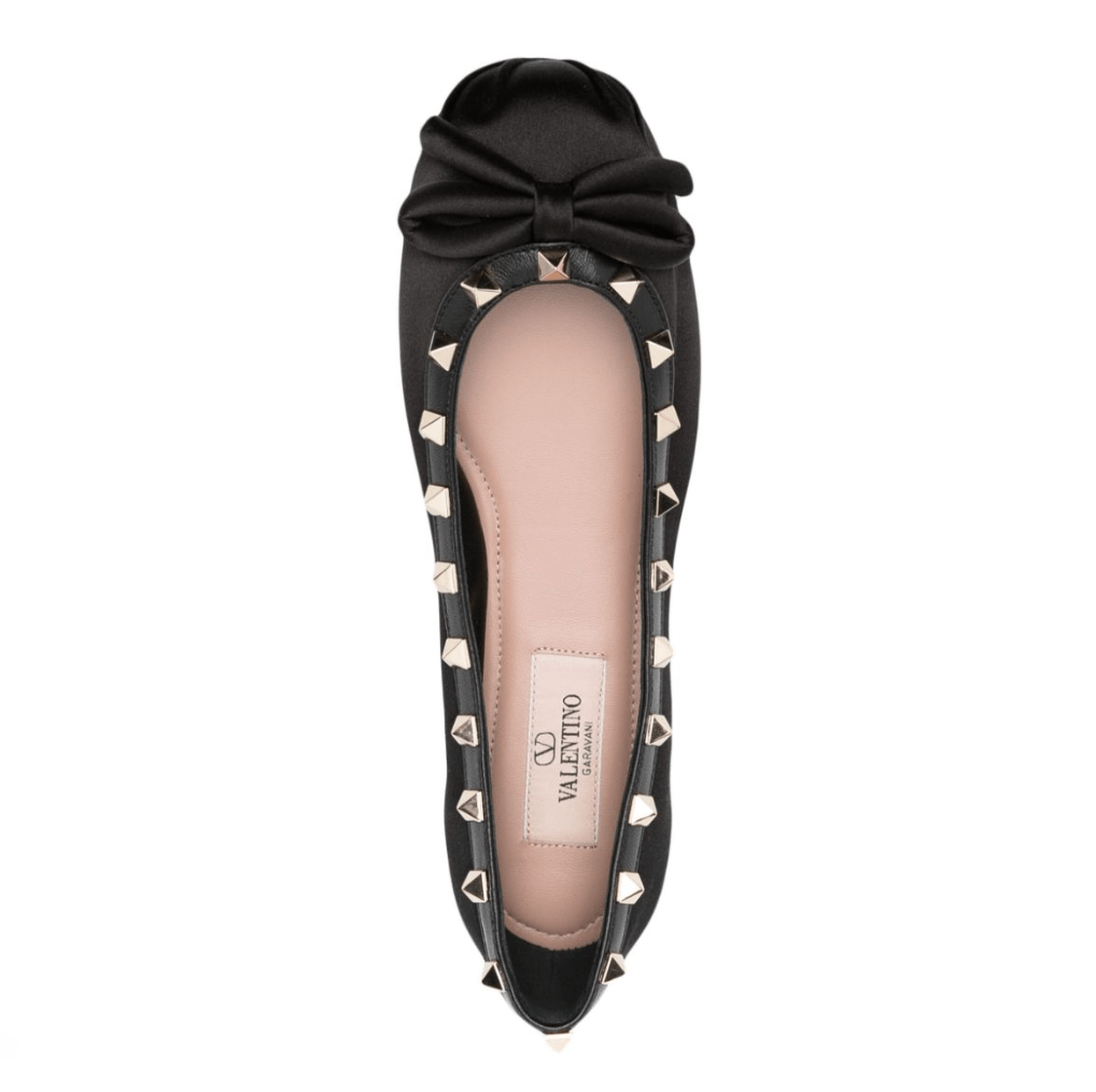 Valentino Rockstud satin ballerina shoes