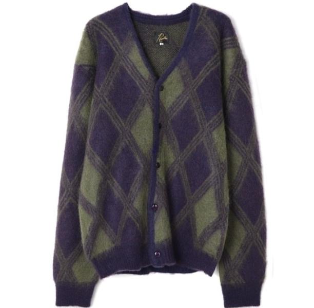 Mohair Cardigan - Argyle PURPLE