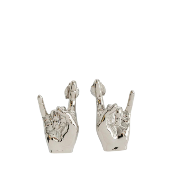 Hands Silver Earrings Set