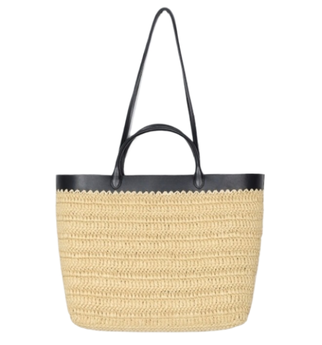 Woven leather tote bag