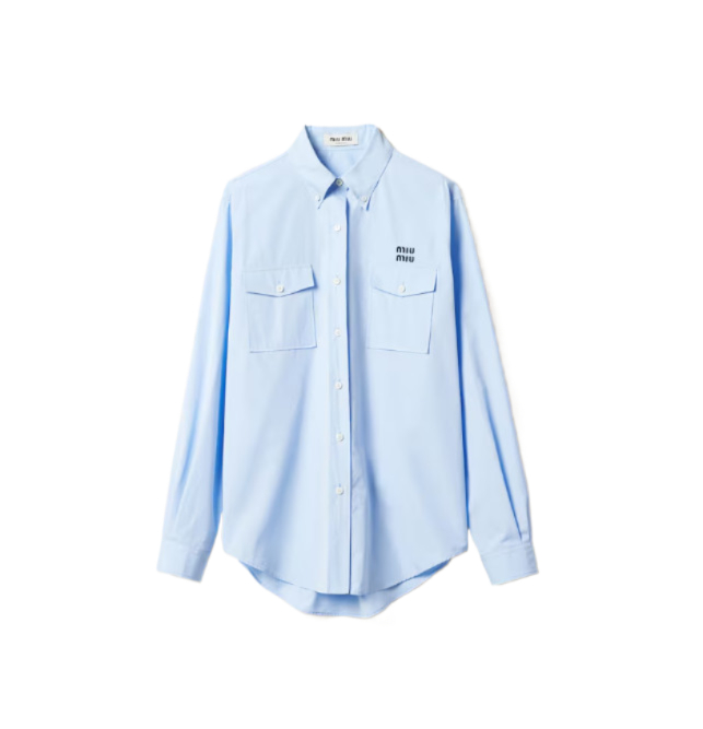 Chest logo poplin cotton shirt 