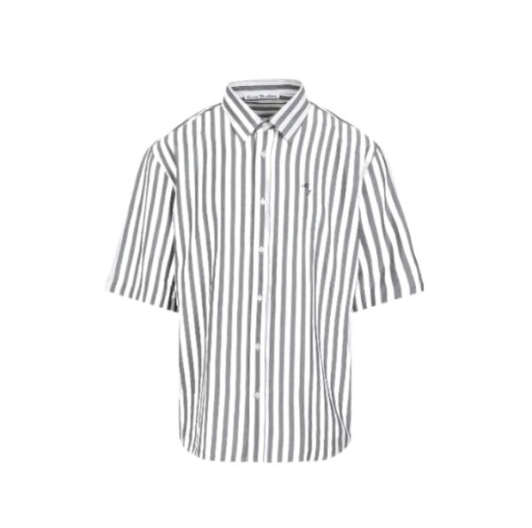 Logo-embroidered striped shirt